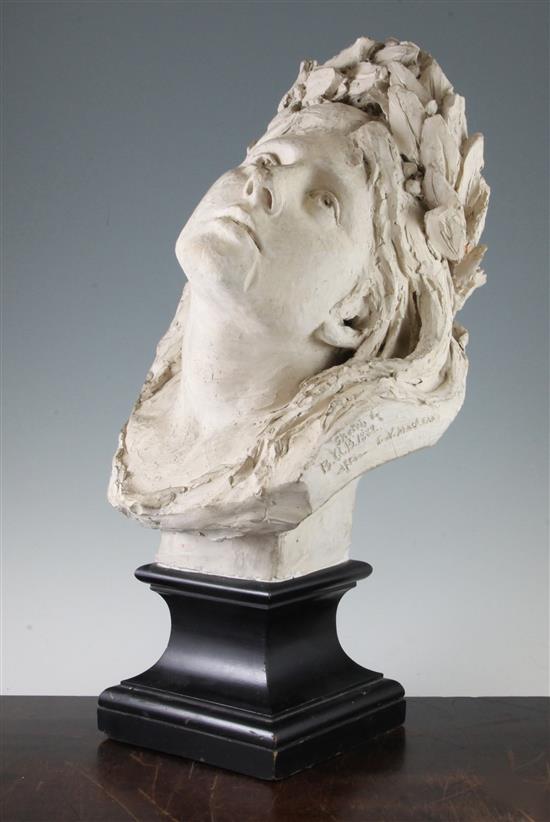 B.A. Brown. A late 19th century terracotta head of a young woman, 20.5in.